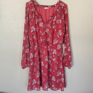 Floral rustic orange knee length dress